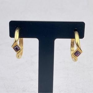 Monet Gold Tone Half Hoop Amethyst